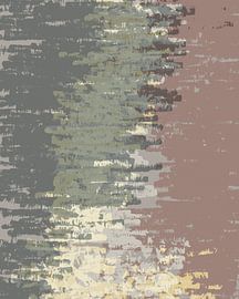 Brush strokes in neutral colors. Abstract art in warm brown, green, taupe and yellow by Dina Dankers