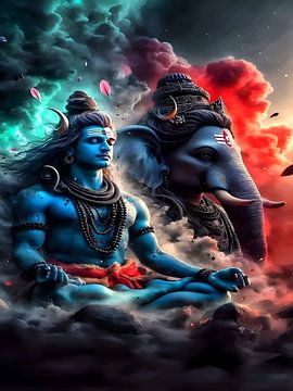 The Mahadeva and Ganesha by Art Kingdom