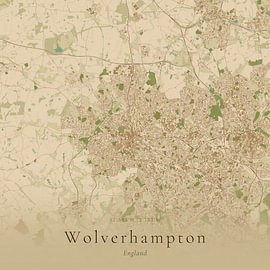 Historische Landkarte von Wolverhampton, Vereinigtes Königreich von Ortsdrucke