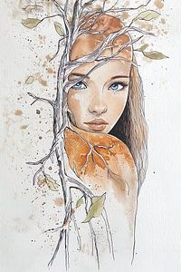Mädchen mit Erde gewebt