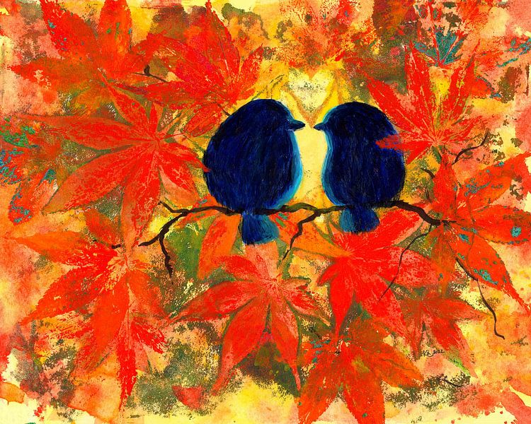 Verliebt im Ahornbaum Acrylgemälde von Karen Kaspar