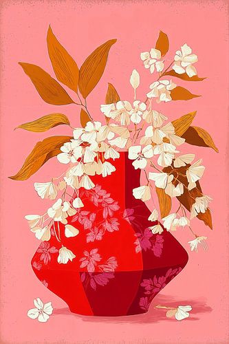 Wild flowers in red Ceramics no.4