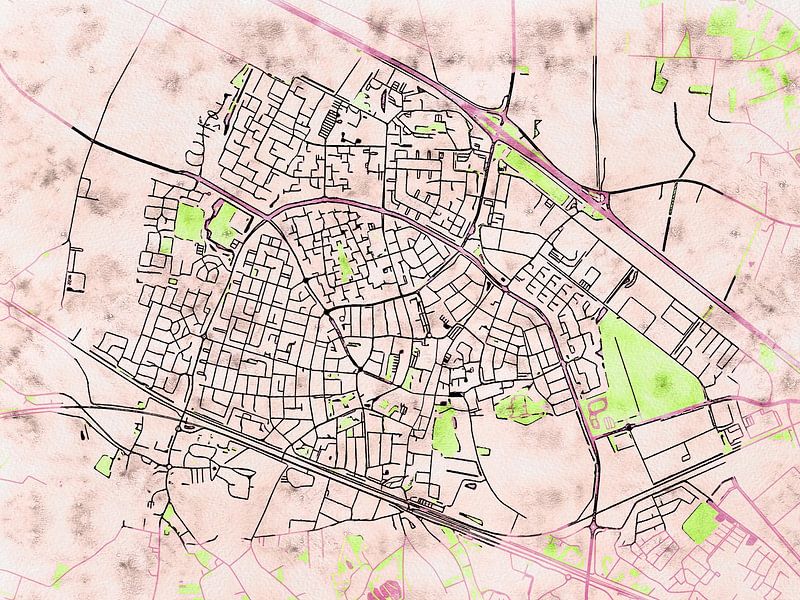 Kaart van Zevenaar in de stijl 'Soothing Spring' van Maporia
