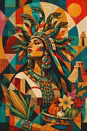 Painting of the Aztec goddess Chicomecoatl. by Johannes