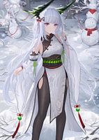 Anime meisje in de winter