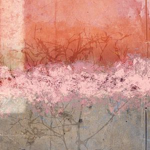Aurora Botanica - Abstract Scandinavisch minimalistisch in roze, oranje, beige van Dina Dankers