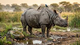 Nashorn und Vogel von Markus Gann