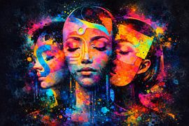 Une explosion de couleurs en trois volets – Trifold Faces dans Neon Flow