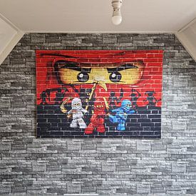 Klantfoto: LEGO ninjago muur graffiti 3 van Bert Hooijer, als artframe