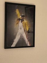 Klantfoto: Freddie Mercury olieverf portret van Bert Hooijer, als ingelijste fotoprint