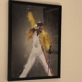 Klantfoto: Freddie Mercury olieverf portret van Bert Hooijer, als ingelijste fotoprint