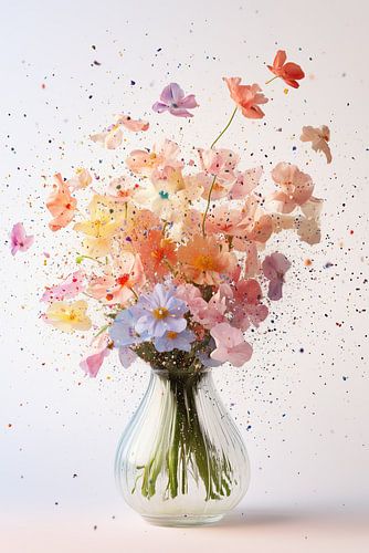 Vase mit Blumenexplosion