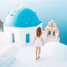 Meerblick in Santorini, Griechenland von Dymphe Mensink