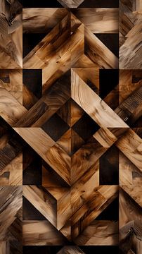 Houten Geometrie Behang van Surreal Media