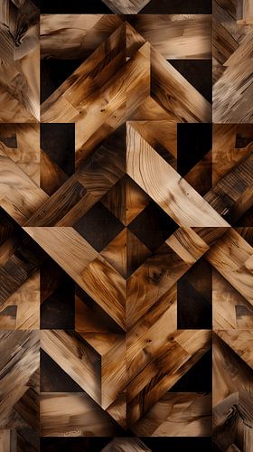 Houten Geometrie Behang