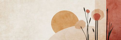 Zonsondergang met abstracte bloemen panorama