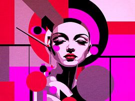 Madame Neon meditative surrealism portrait by Mad Dog Art