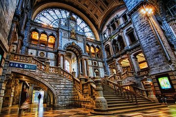 Antwerp Centraal Station Entrance Hall Stairs II Colour by marlika art