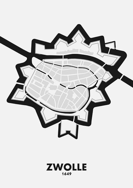 City map of Zwolle 1649 by STADSKAART
