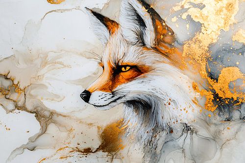 Abstracte vos met gouden accenten