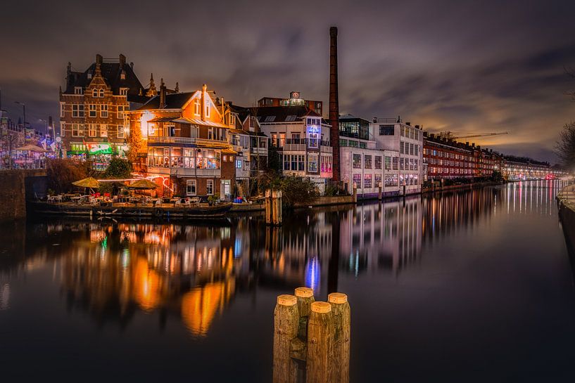 Delfshaven 's nachts van Mart Houtman