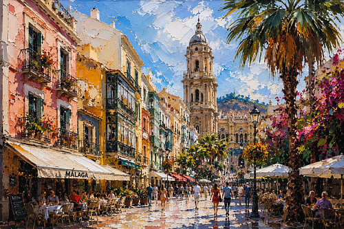 Málaga, ein schöner Sommertag – Eine wunderschöne Stadt in Spanien.