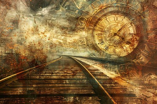 Surrealistisch landschap met spoor