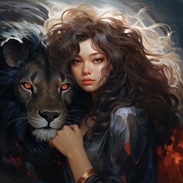 Girl with Lion by Peridot Alley