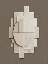 Japandi Reliëf van geometrische vormen in zand en beige van STUDIO ARTSY