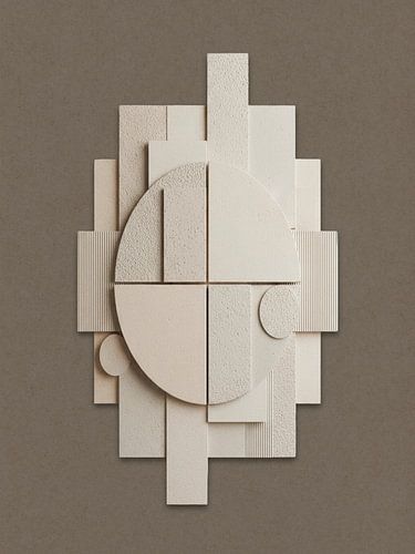 Japandi Relief aus geometrischen Formen in Sand und Beige