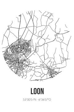 Loon (Drenthe) | Karte | Schwarz-Weiß von Rezona
