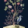 Harmonie sophistiquée : fleurs et cigognes de style japonais sur Marian Nieuwenhuis