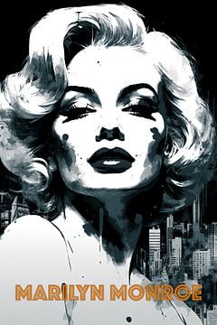 Marilyn Monroe Frau Porträt schwarz und weiß von Vlindertuin Art