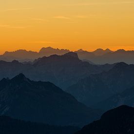 Zonsondergang in de Sloveense bergen van Gunther Cleemput