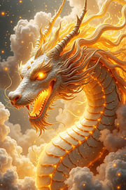 Fantasy Art Wandbild: AUREVYR – Ein Porträt eines goldenen Drachen