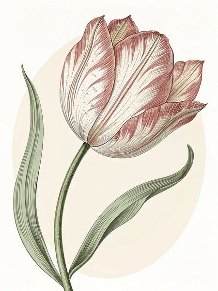 Vintage Botanical Tulip Illustration by Artistic