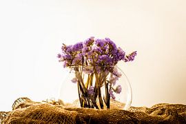 Serene Purple Dried Flowers in Vase by DiJa Photography