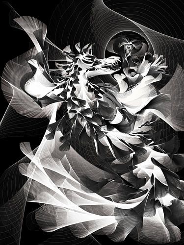 Drakenhart monochroom mythisch schepsel geluksdraak