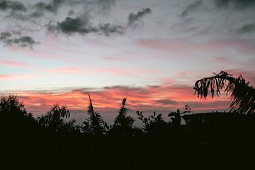 Tropische zonsondergang Gran Canaria | Fotoprint Canarische Eilanden | Kleurrijke reisfotografie Spanje van HelloHappylife