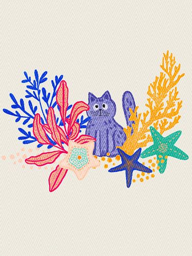 Cat and coral reef