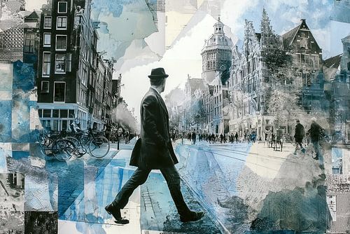 Dwars door Amsterdam - mixed media van Thea