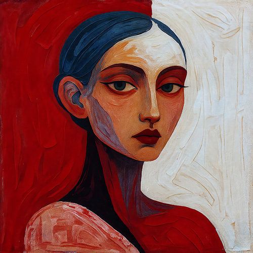 Duality in Red and White Portrait