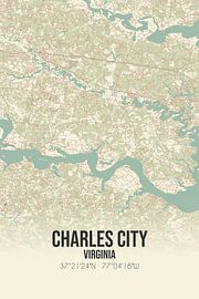 Vintage map of Charles City (Virginia), USA. by Prints of Place
