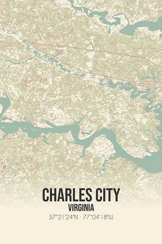 Alte Karte von Charles City (Virginia), USA.