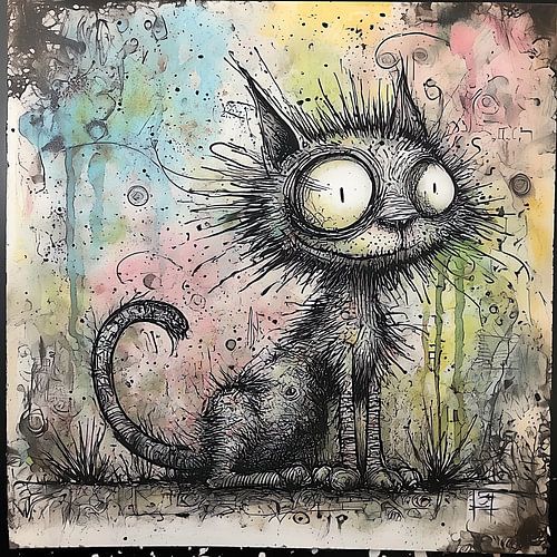 Straatkat in cartoon stijl