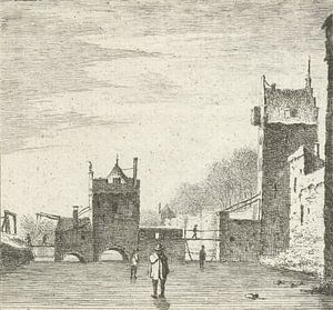 Anthonij van der Haer, Blick auf den Wittevrouwenpoort in Utrecht im Winter, ca. 1745 - 1785