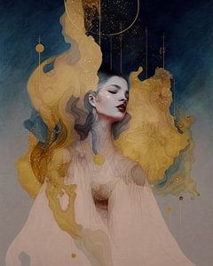 Göttin im Kolorit von Gustav Klimt von Carla Van Iersel