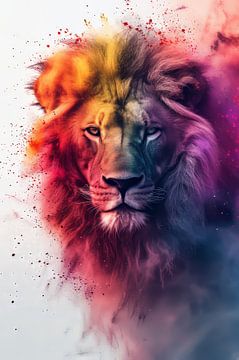 Lionheart - Königliches Porträt in lebhaften Farbtönen von Eva Lee