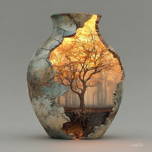 Nature in a Stone Jar by Gelissen Artworks