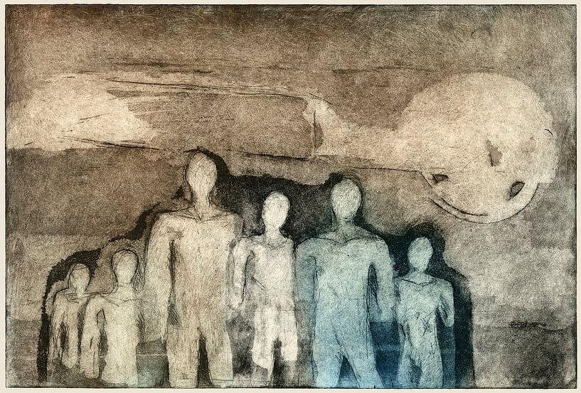 Eine Art von Menschen, Radierung von Helga Pohlen - ThingArt